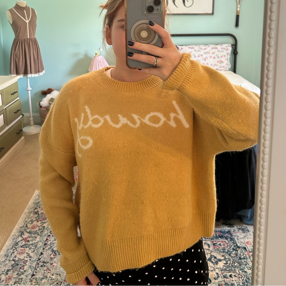 Altered state mustard yellow howdy sweater